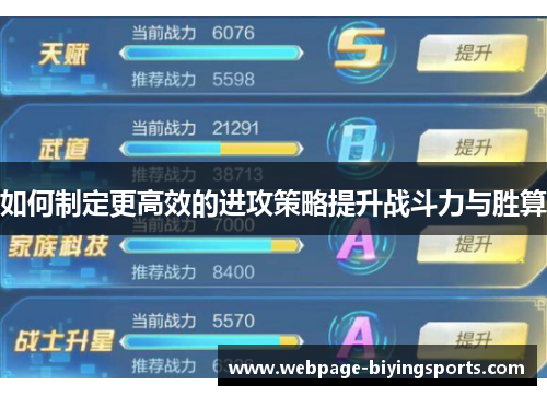 如何制定更高效的进攻策略提升战斗力与胜算