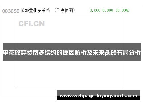 申花放弃费南多续约的原因解析及未来战略布局分析