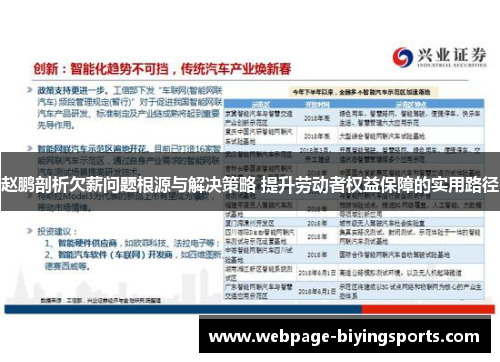 赵鹏剖析欠薪问题根源与解决策略 提升劳动者权益保障的实用路径